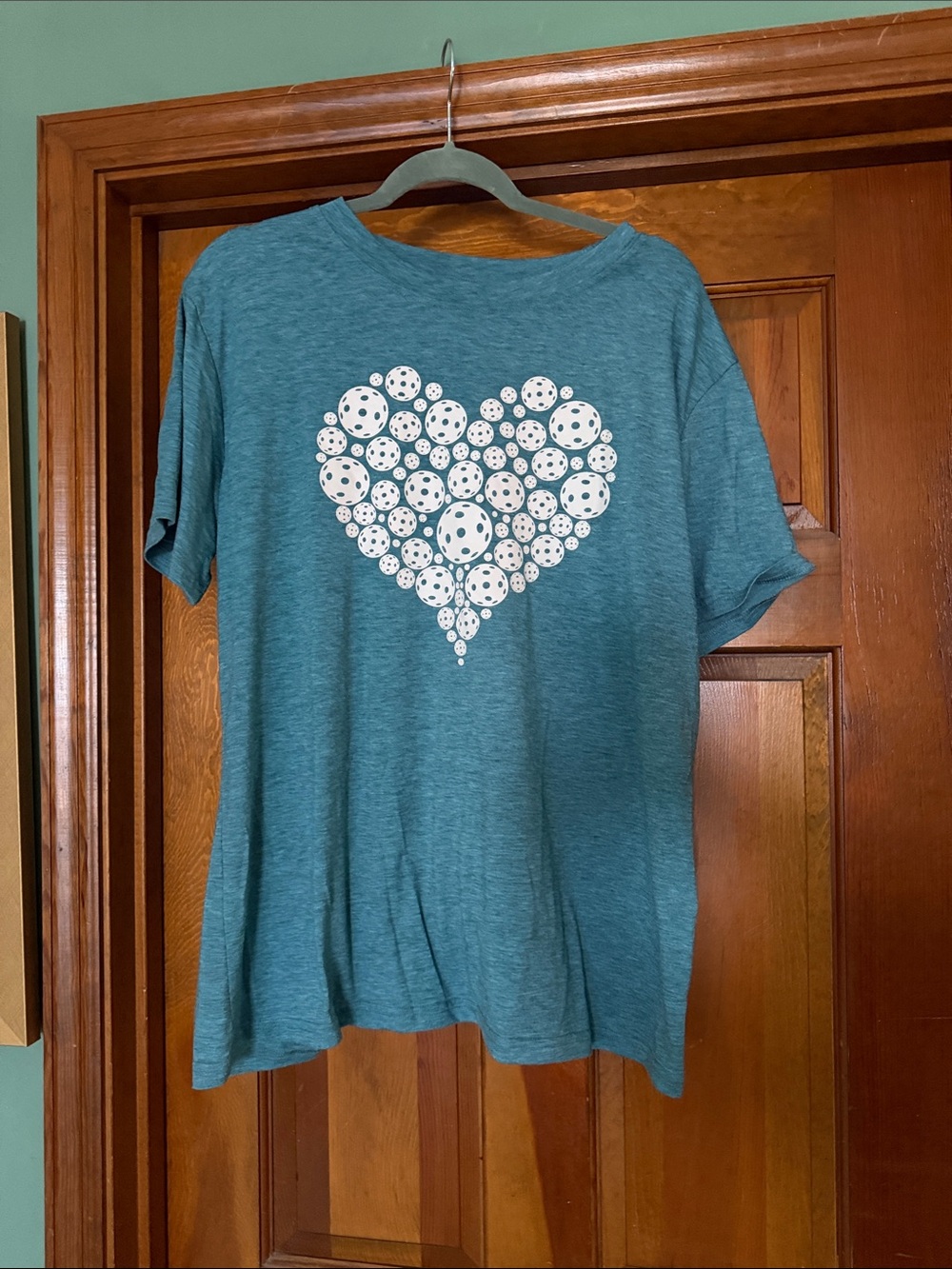 Source Unknown Teal Short Sleeve Tee with White Heart Dots